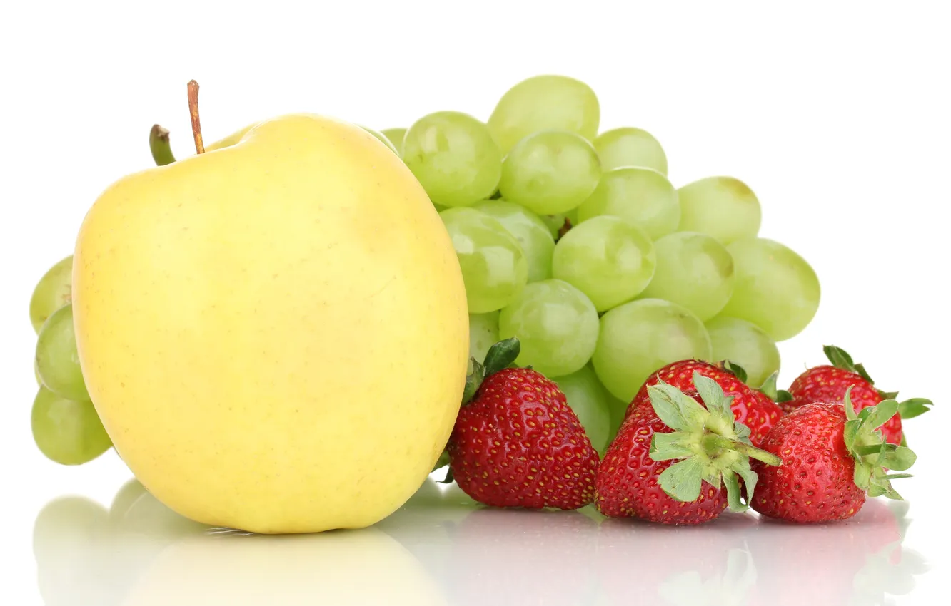 Photo wallpaper yellow, berries, apples, strawberry, grapes, fruit