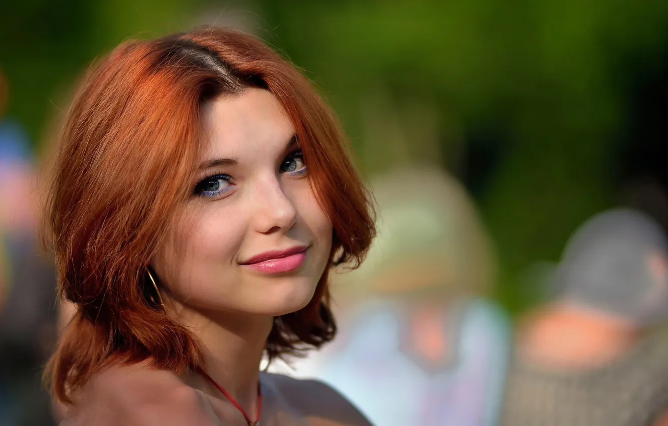 Photo wallpaper smile, portrait, redhead, Yana