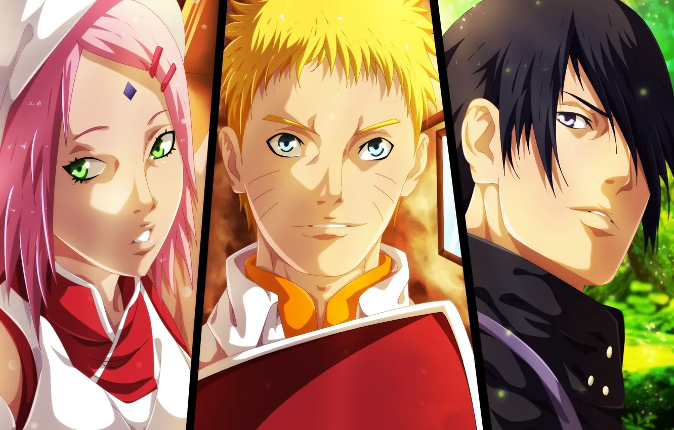 Photo wallpaper Sasuke, Naruto, Sakura, hero, hokage, Uchiha Sasuke, shinobi, Haruno Sakura