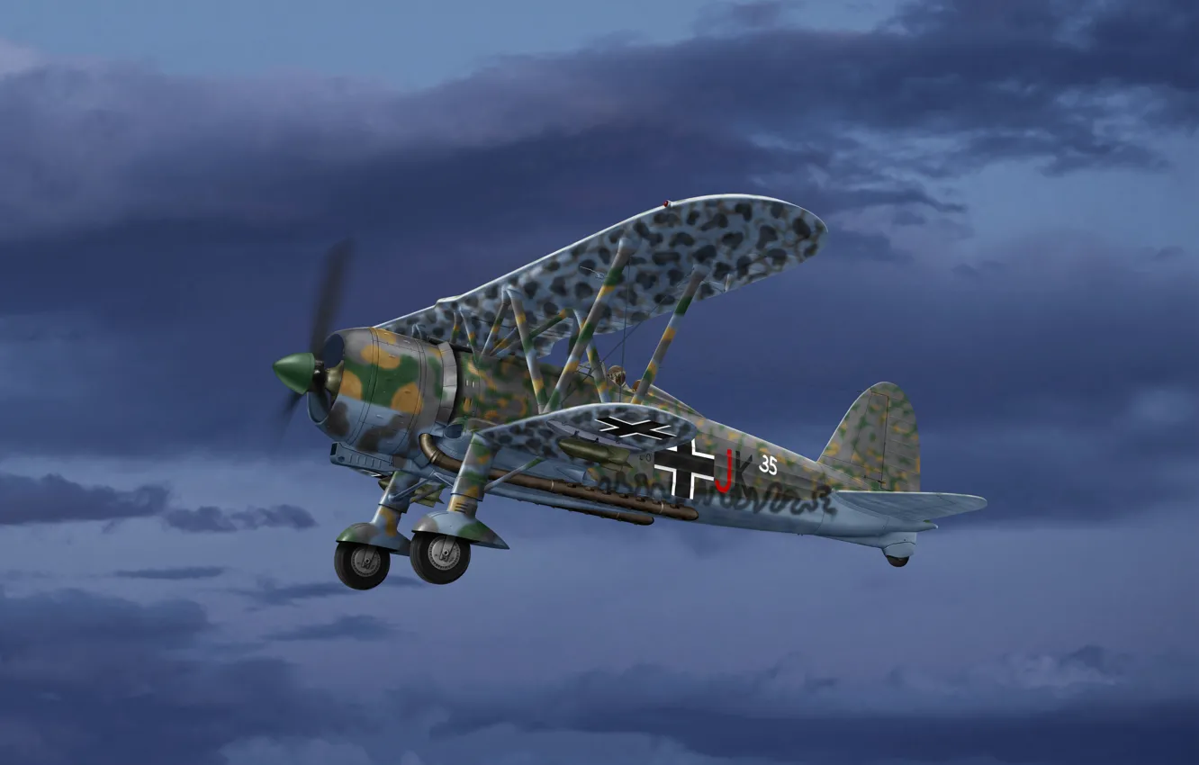 Photo wallpaper Air force, biplane, combat aircraft, Fiat CR. 42