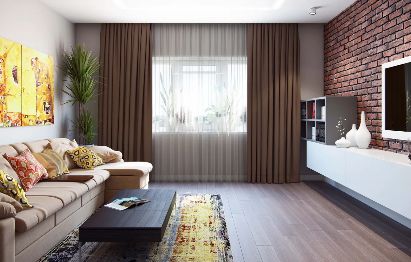 Photo wallpaper room, interior, living room