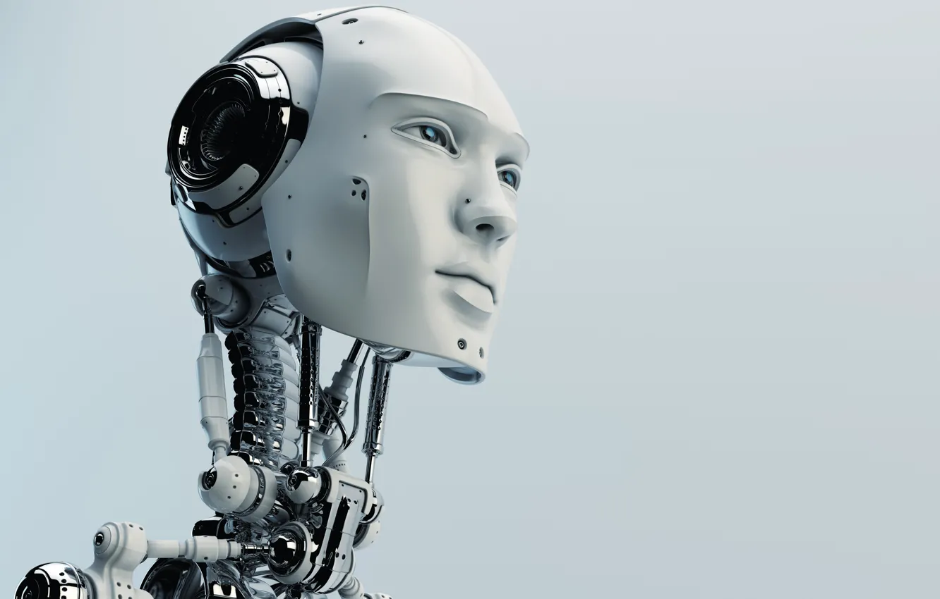 Photo wallpaper robot, head, humanoid