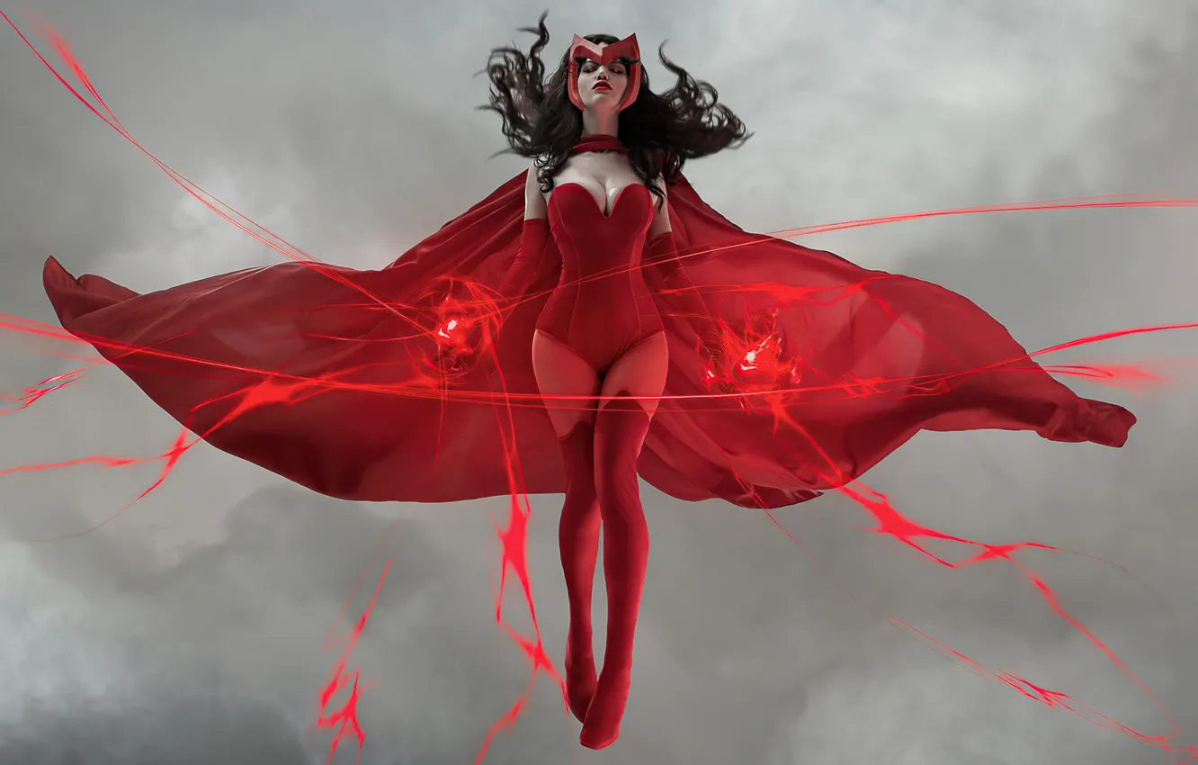 Photo wallpaper marvel, cosplay, scarlet, comic, witch