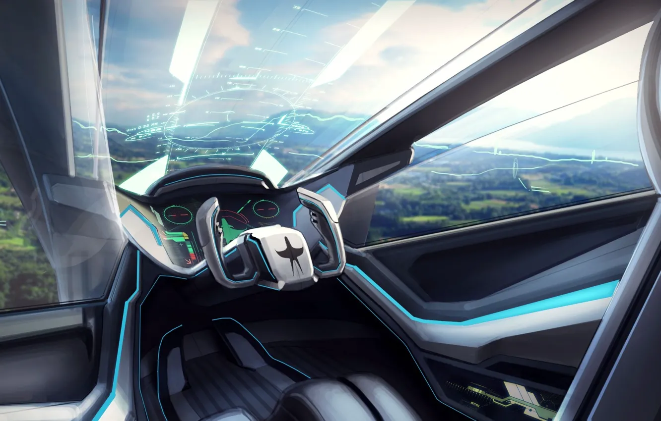 Photo wallpaper machine, chair, art, cabin, the plane