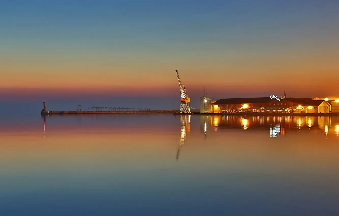 Photo wallpaper sea, sunset, Marina