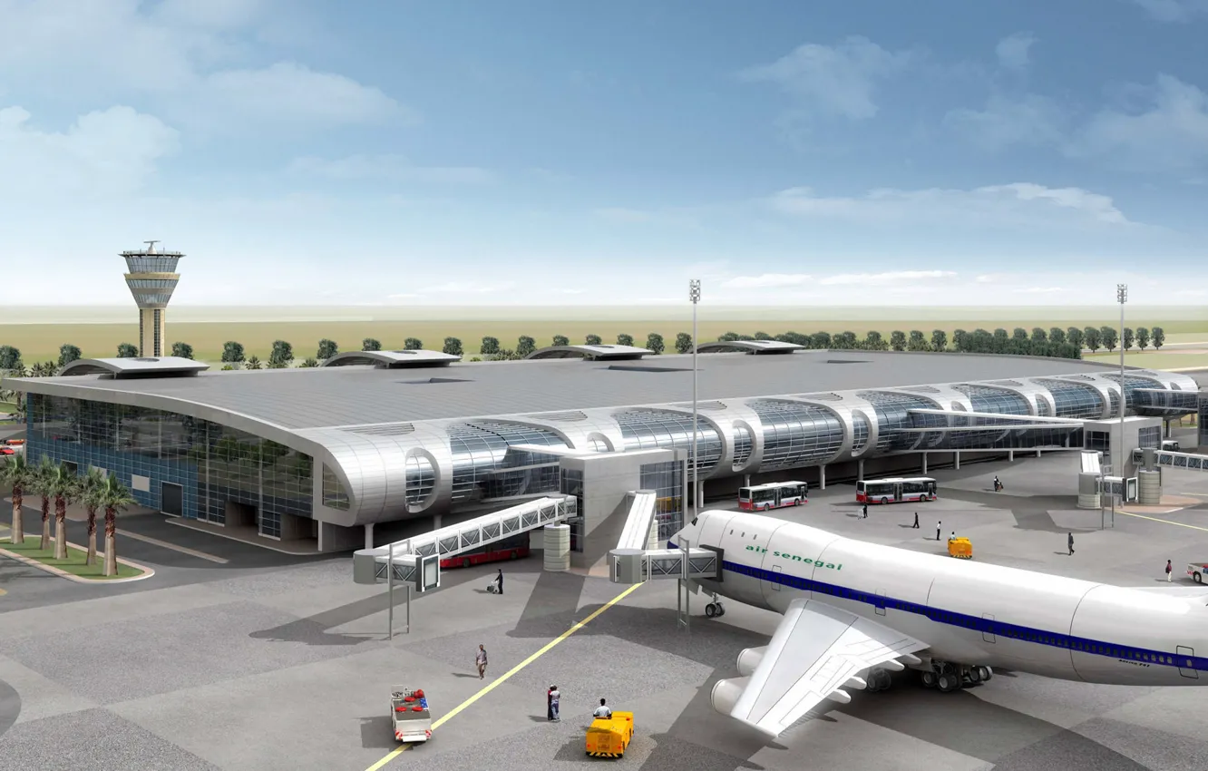 Photo wallpaper design, Dakar, air senegal, airside, Airport