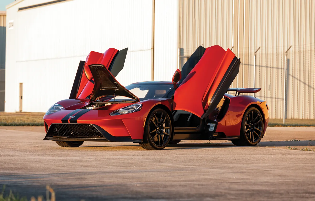 Photo wallpaper Ford, the door, supercar, Ford GT, 2017, H063, Beryllium Orange