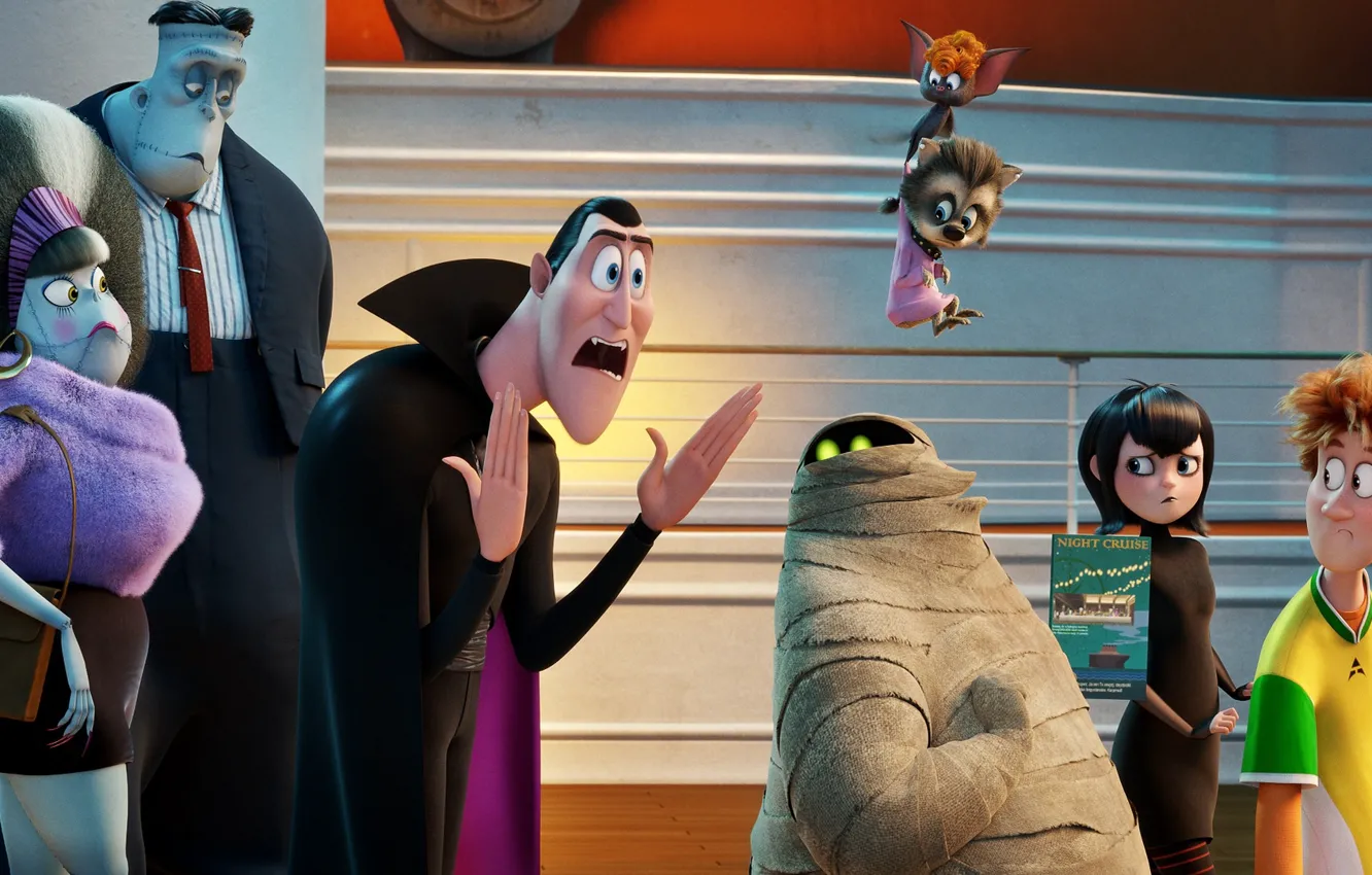 Photo wallpaper family, friends, characters, Dracula, Hotel Transylvania 3, Monsters on vacation 3 : the Sea is …