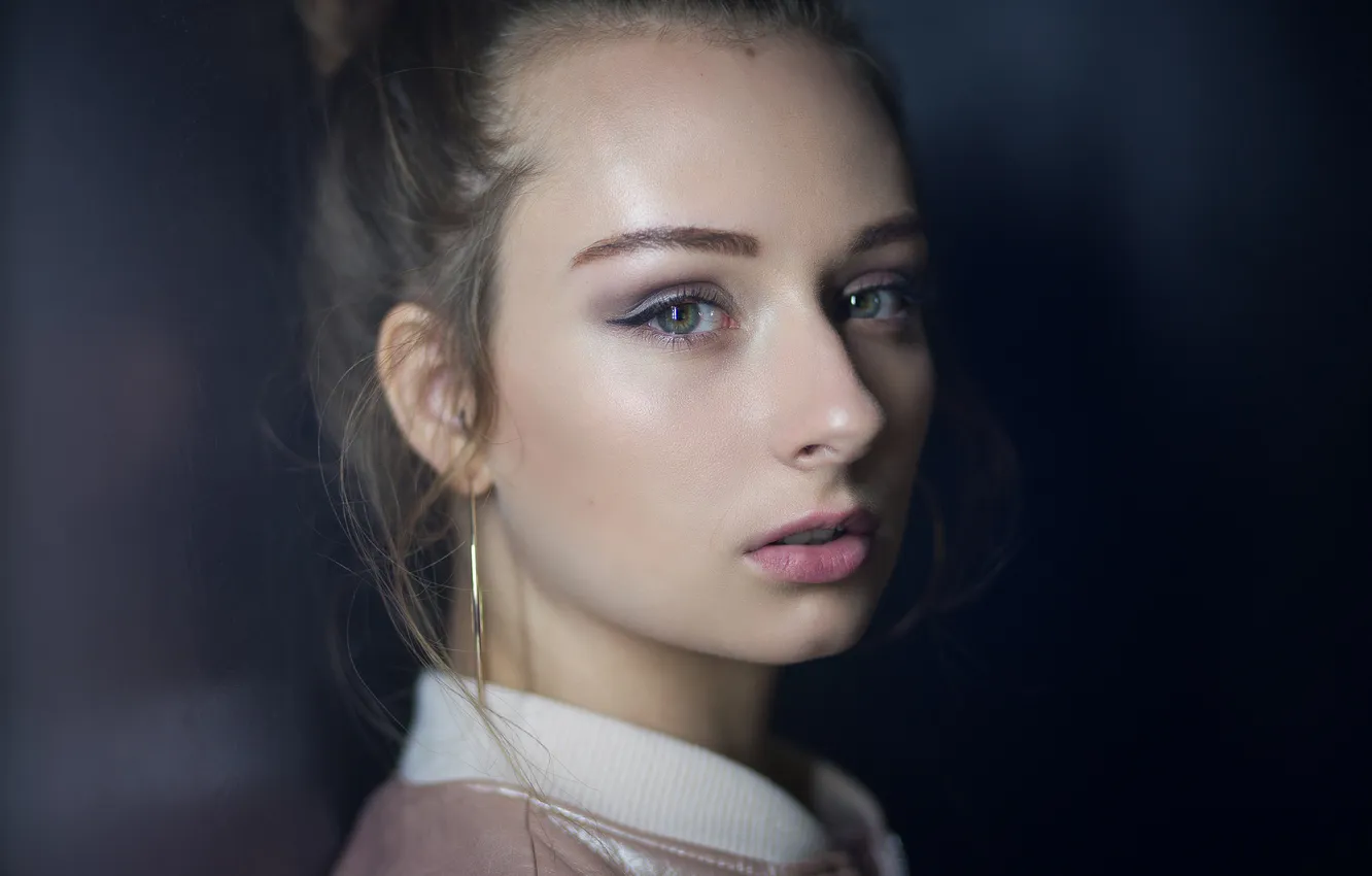 Photo wallpaper portrait, look, background, Rus, face, hairstyle, makeup, bokeh