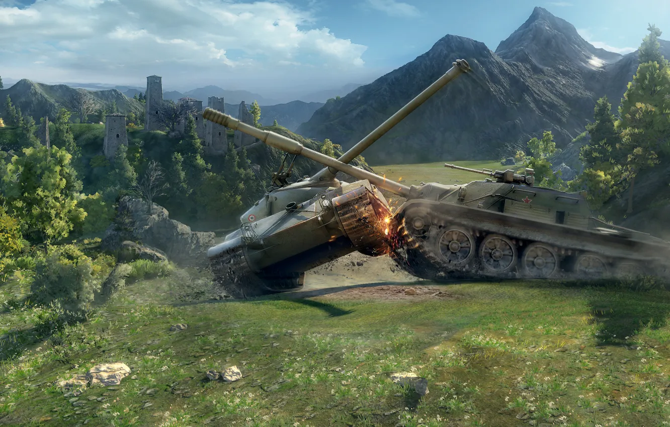 Photo wallpaper tank, physics, WoT, medium tank, World of Tanks, Bat Chatillon 25 t, PT-ACS, World Of …