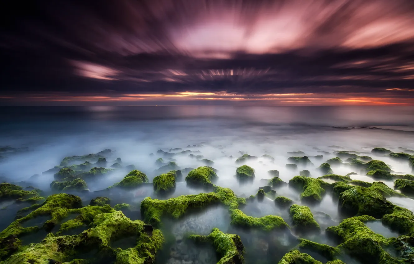 Photo wallpaper sea, landscape, sunset