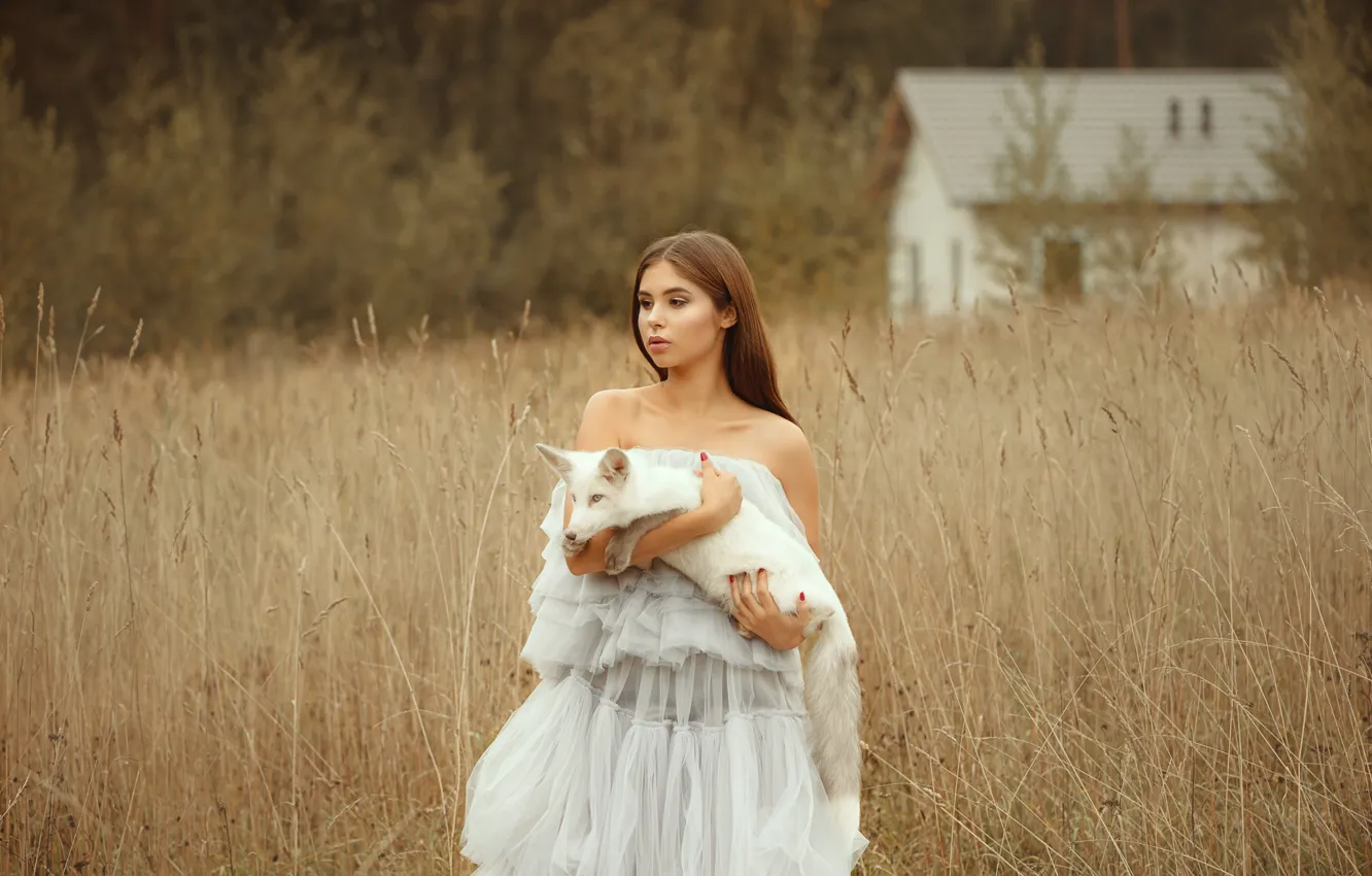 Photo wallpaper girl, dress, Fox, Dasha, Anastasia Dobrovolskaya