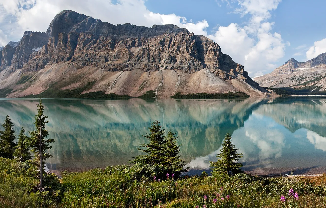 Photo wallpaper the sky, trees, mountains, nature, lake, Canada, albert, Bow Lake