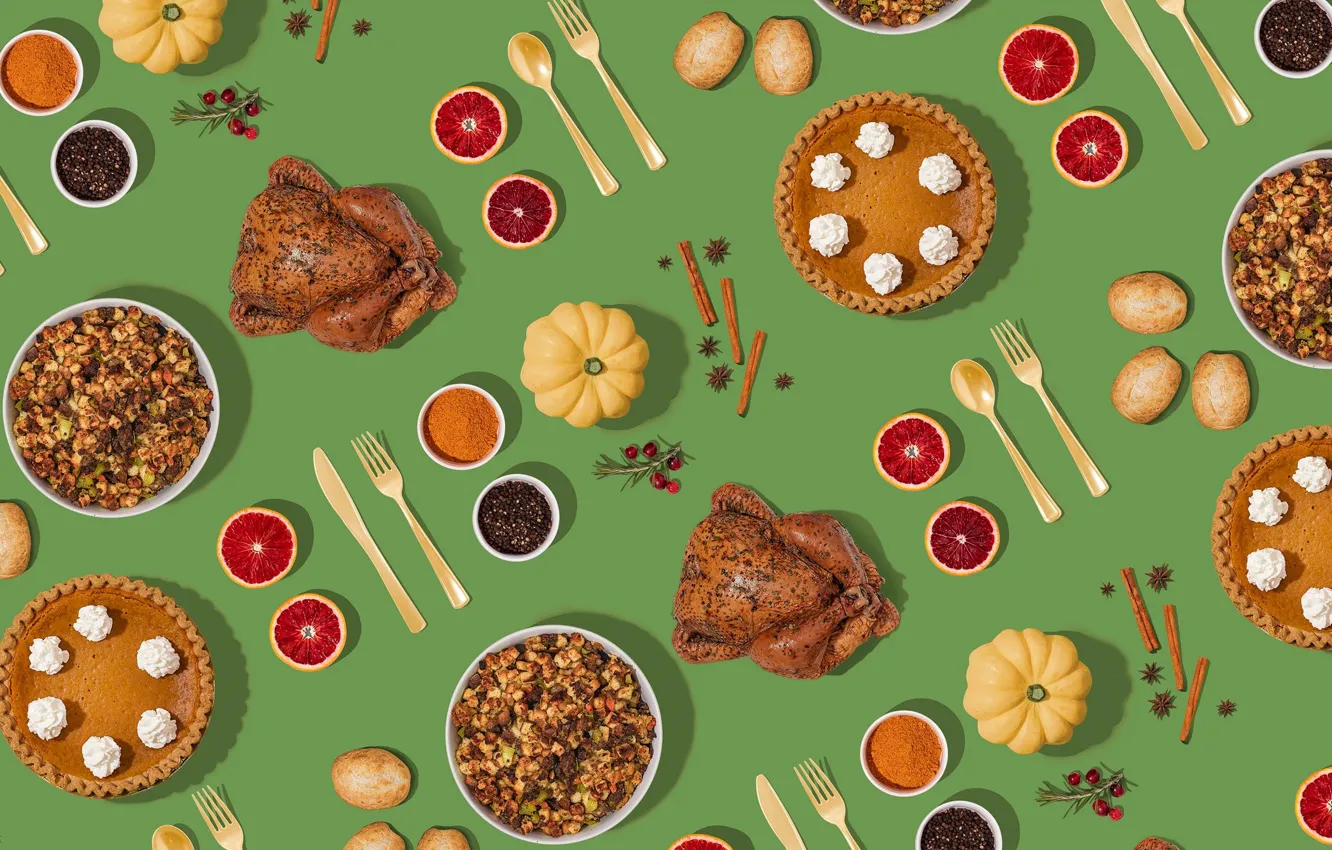 Photo wallpaper berries, food, pie, knife, pumpkin, plug, cinnamon, cream