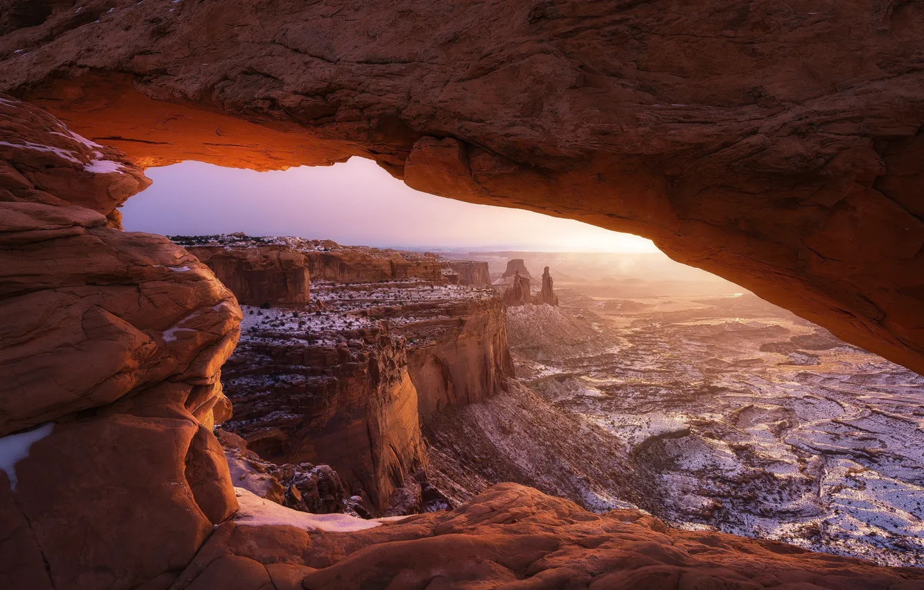 Photo wallpaper mountains, nature, arch