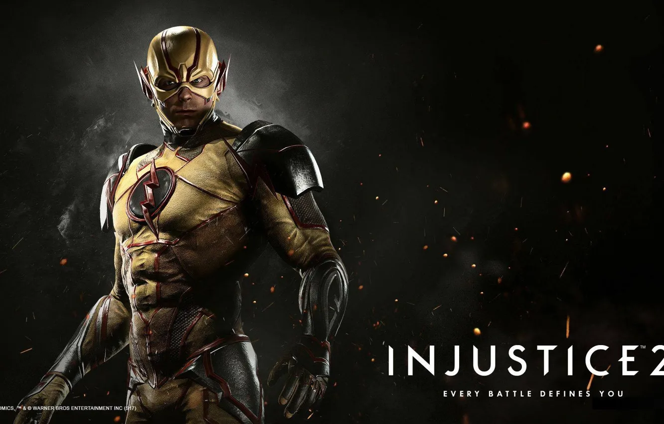 Photo wallpaper game, mask, uniform, seifuku, Reverse-Flash, Injustice 2, reverse flash
