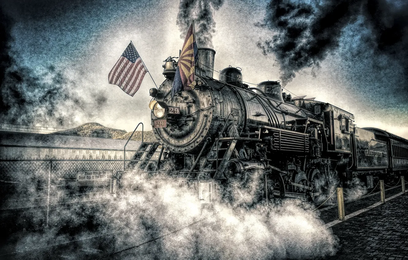 Photo wallpaper background, the engine, flag