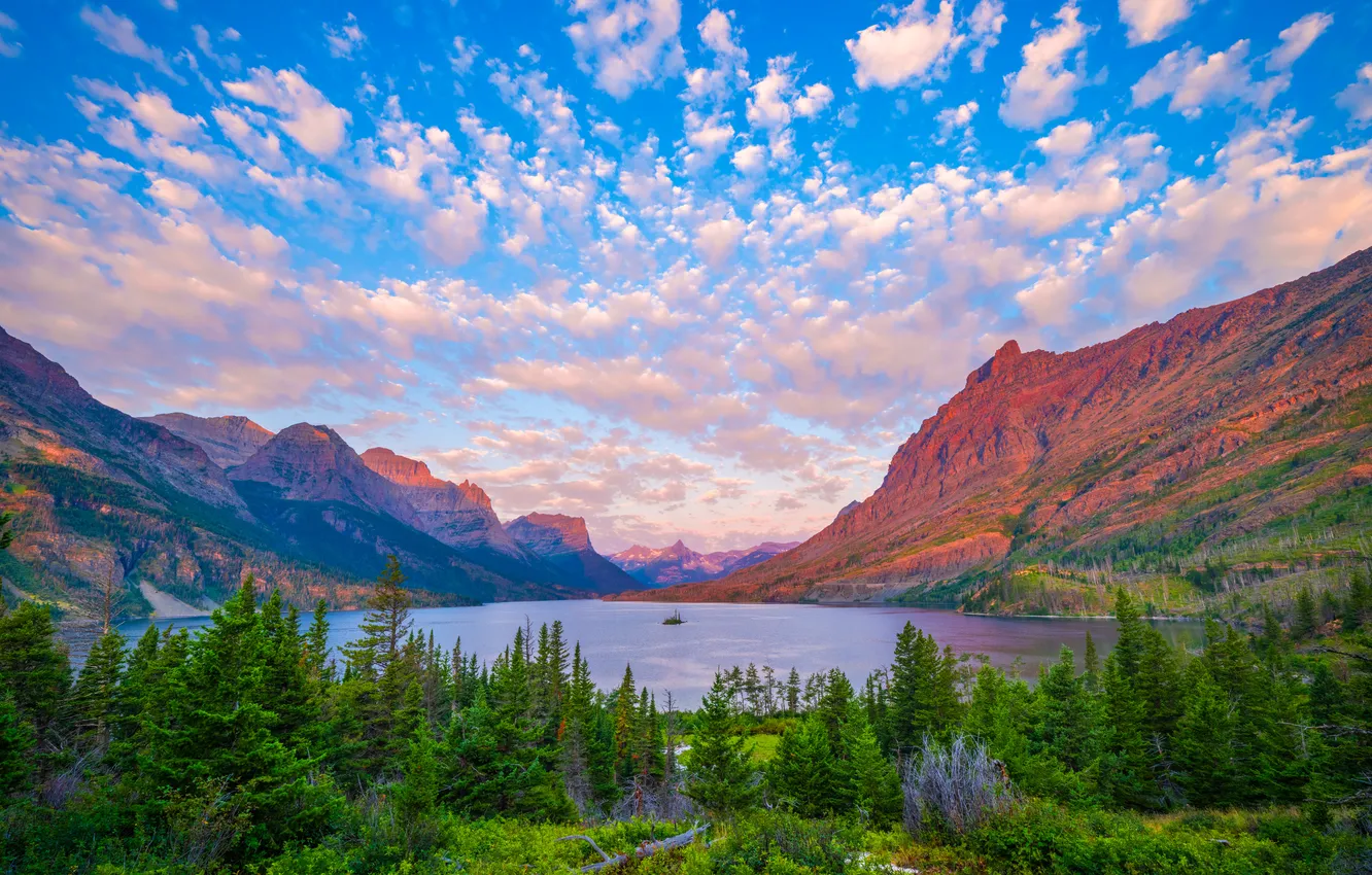 Photo wallpaper mountains, lake, USA, Glacier National Park