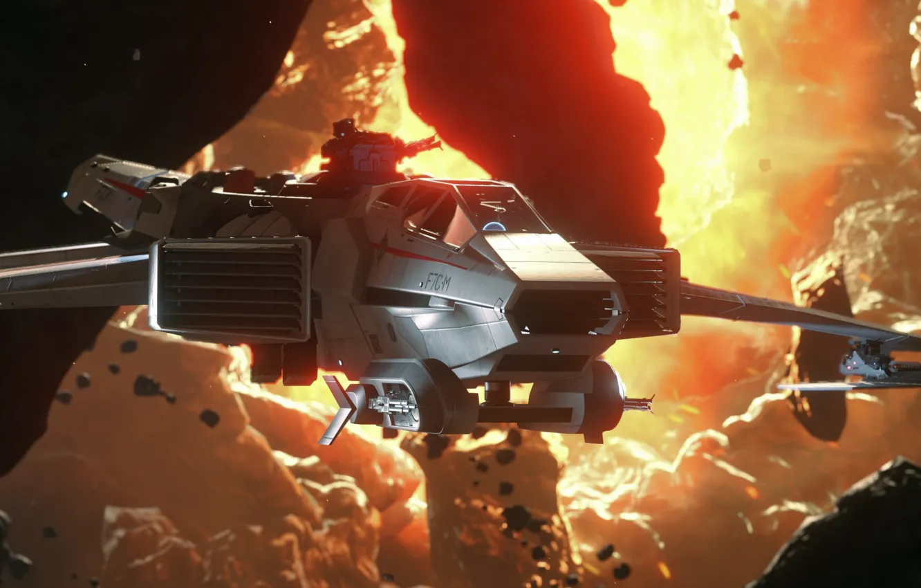 Photo wallpaper space, flight, starship, Hornet, Star Citizen