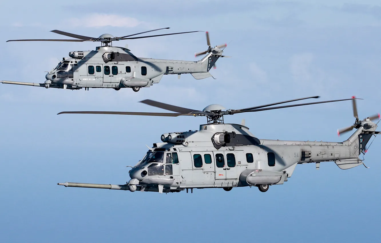 Photo wallpaper Helicopter, Airbus, The French air force, Airbus Helicopters, Air force, H225, Airbus Helicopters H225M