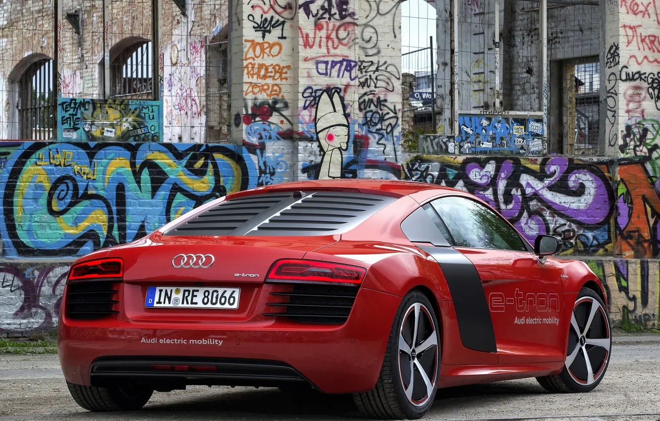 Photo wallpaper Audi, Audi, Prototype, car, e-tron, back, powerful