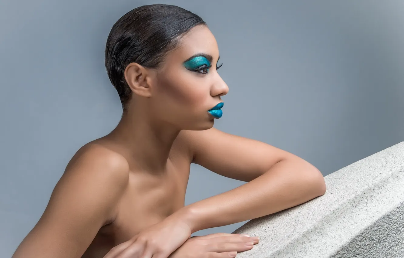 Photo wallpaper girl, makeup, profile