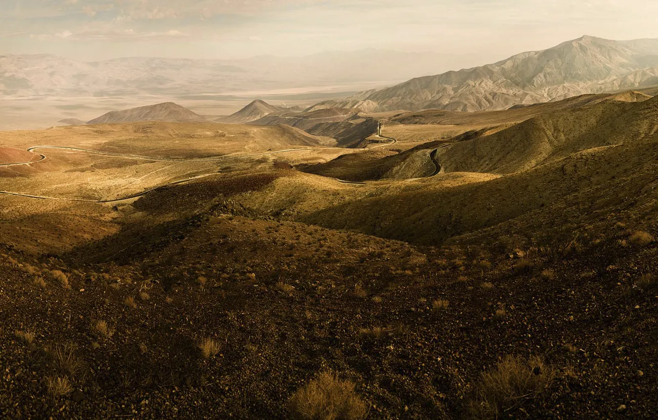 Photo wallpaper road, mountains, rocks, hills, DALINA