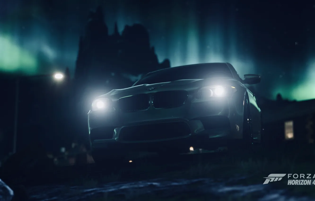 Photo wallpaper BMW, game, night, F10, XBox One X, Forza Horizon 4, fh4, HDR 10