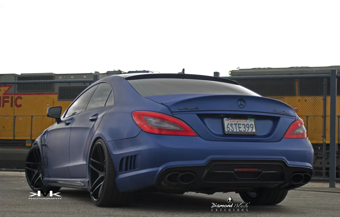 Photo wallpaper Blue, CLS, Mercedes, Mercedes, Wald, Black Bison