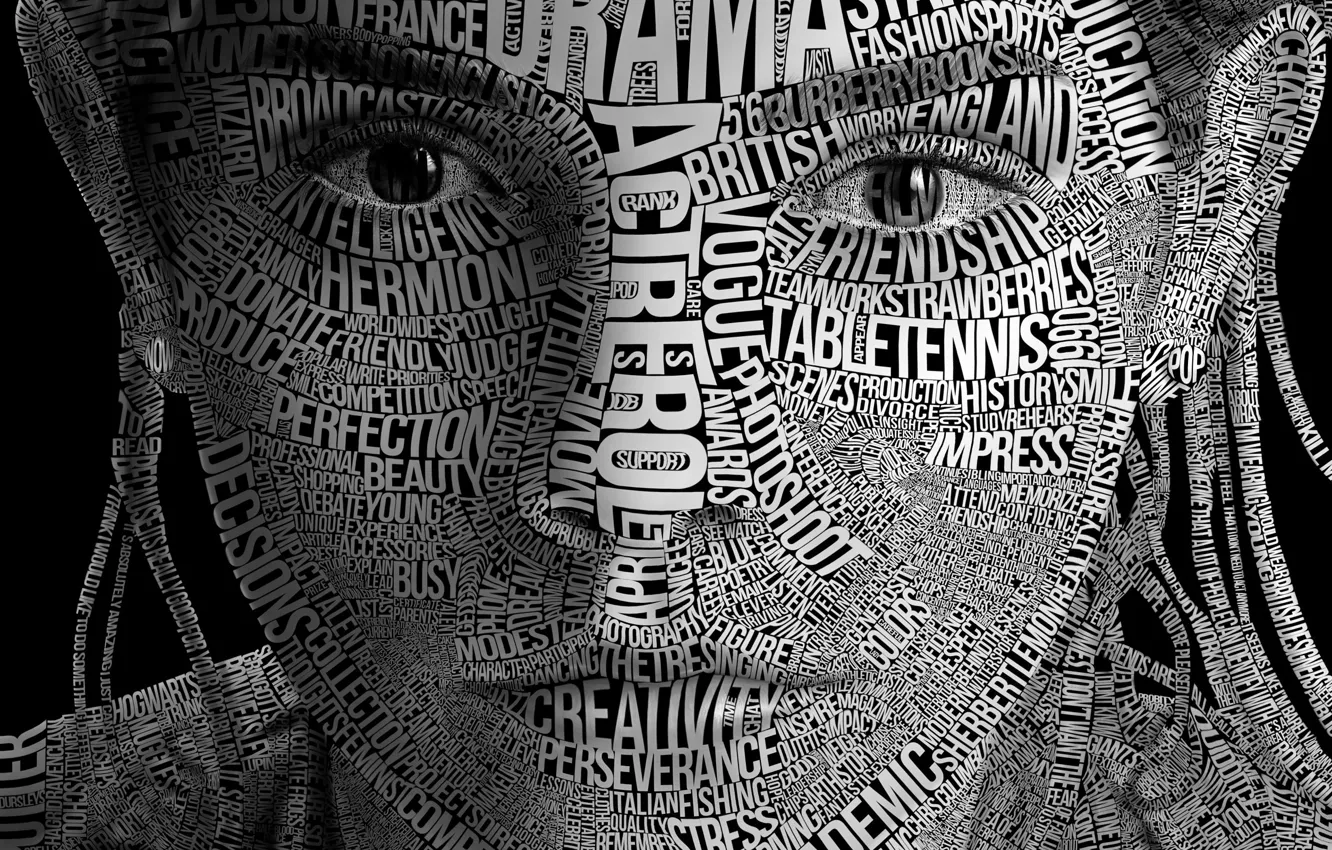 Photo wallpaper typography, face, letter