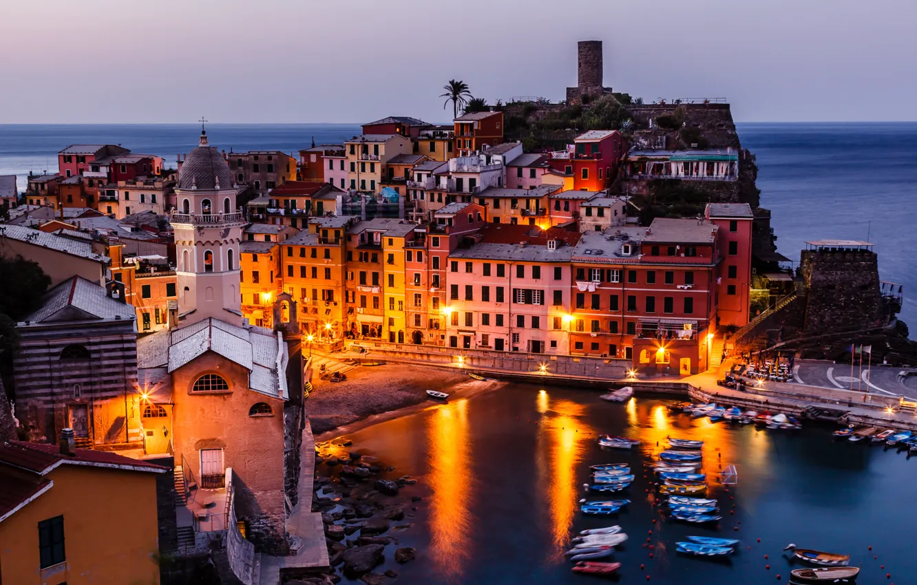 Photo wallpaper coast, building, Italy, panorama, Italy, Vernazza, Vernazza, Cinque Terre