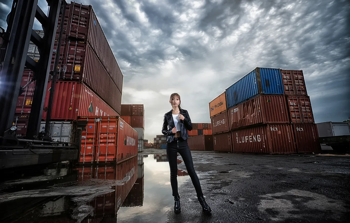 Photo wallpaper girl, background, Asian