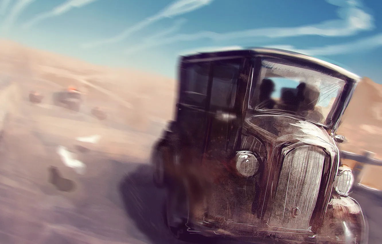 Photo wallpaper road, auto, chase, Truck