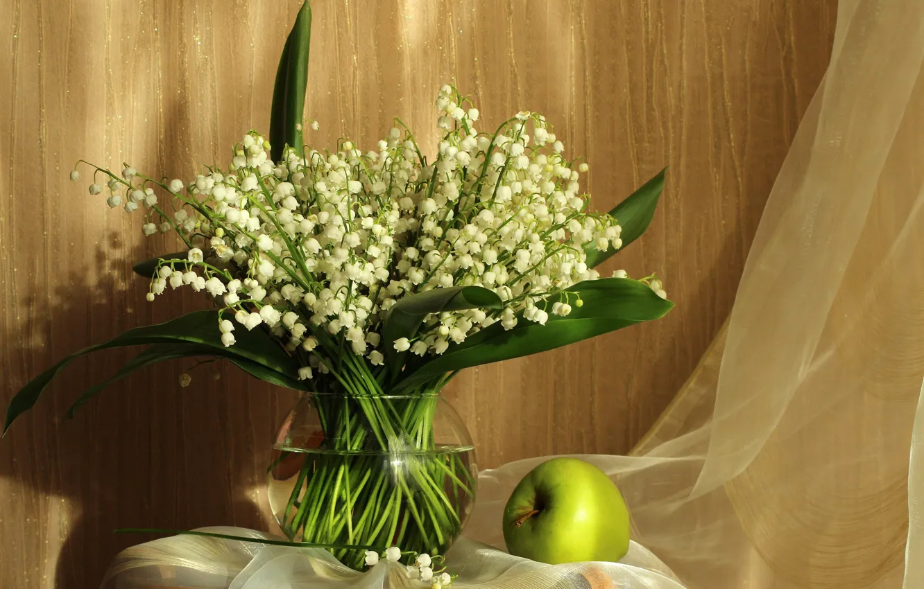 Photo wallpaper flowers, mood, bouquet, spring, may, still life, lilies of the valley