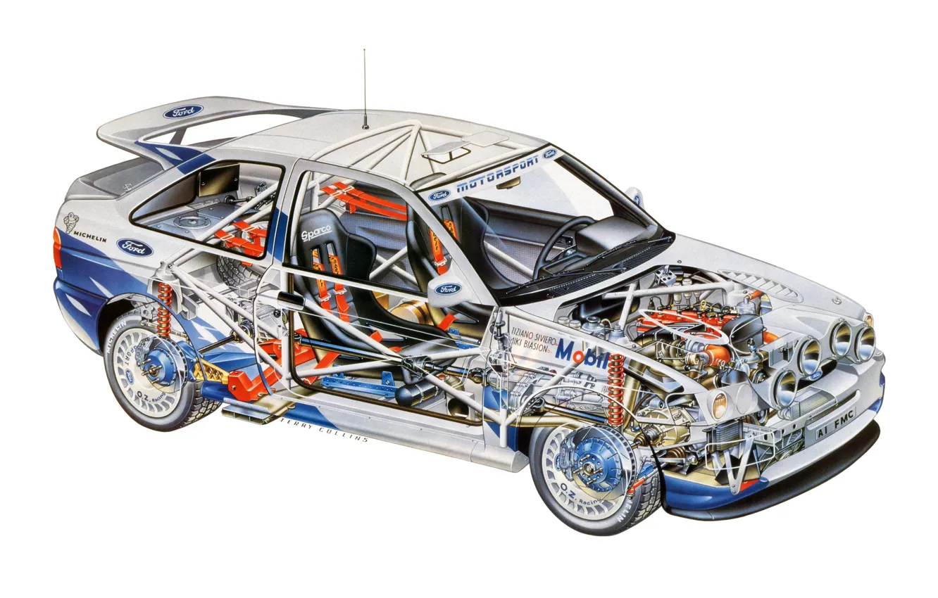 Photo wallpaper Ford, Rally Car, cutaway, Cosworth, Escort RS, 1993-1996