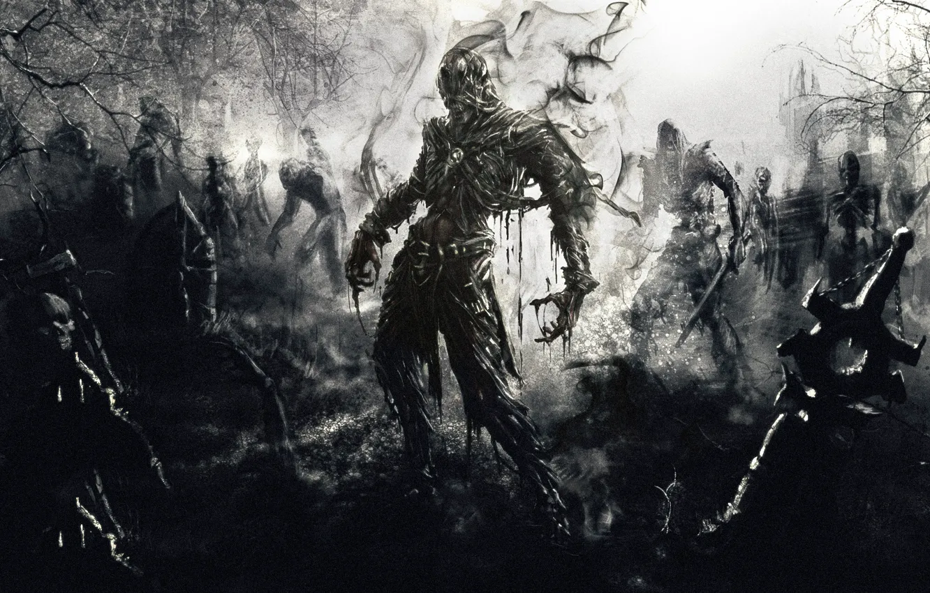 Photo wallpaper graves, cemetery, undead, dead