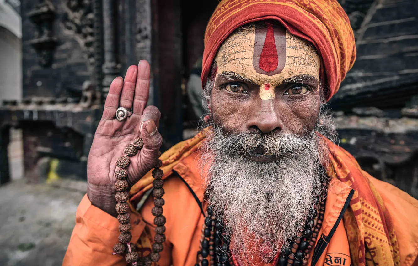 Photo wallpaper Nepal, Kathmandu, Portrait of a sadhu