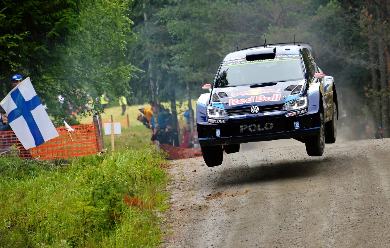Photo wallpaper Volkswagen, Jump, WRC, Rally, Rally, Finland, Polo