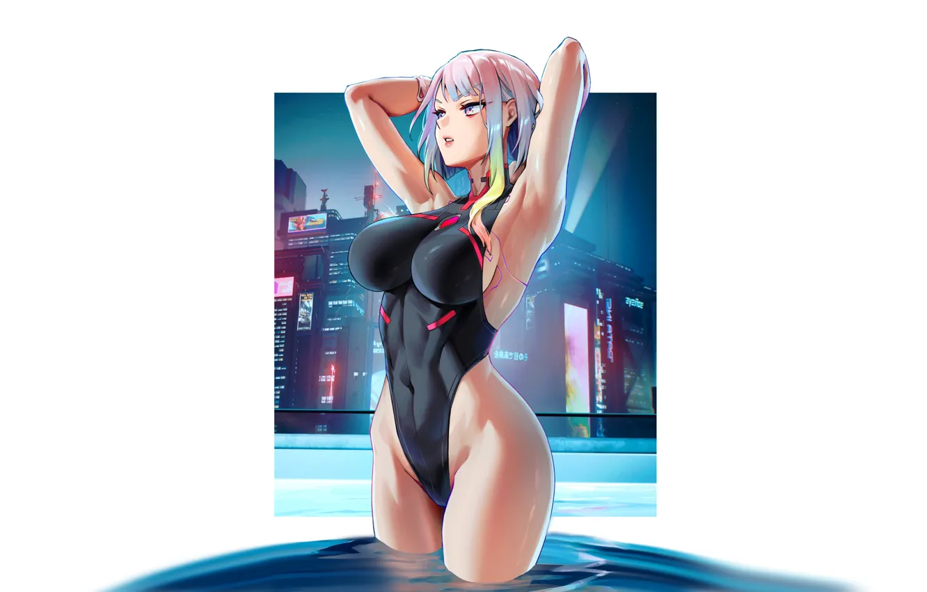 Photo wallpaper girl, hot, sexy, anime, pretty, cyberpunk, babe, lucy