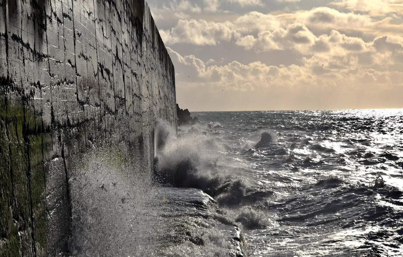 Photo wallpaper sea, wave, the sky, landscape, wall