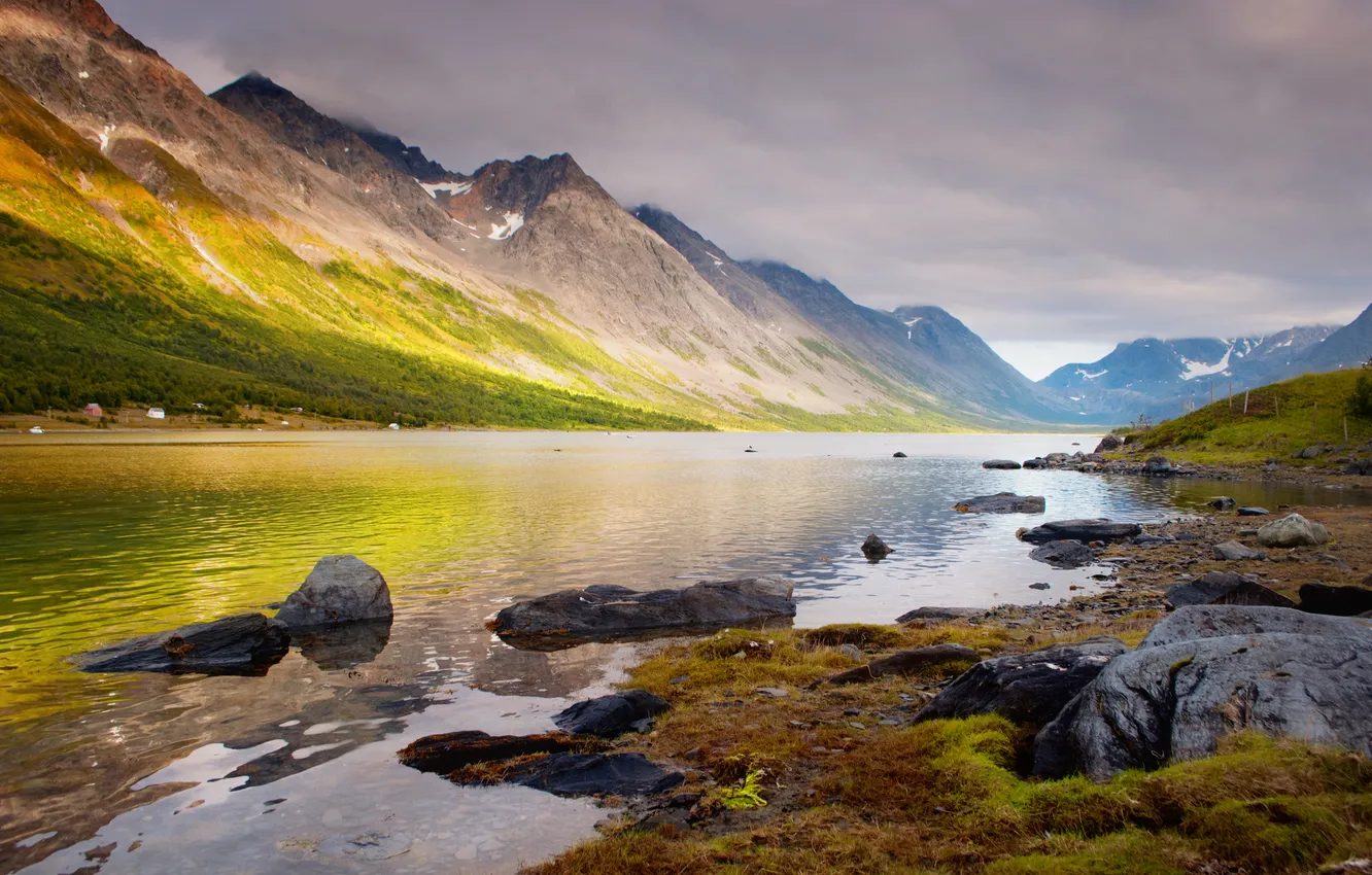 Photo wallpaper sea, landscape, mountains, Norway