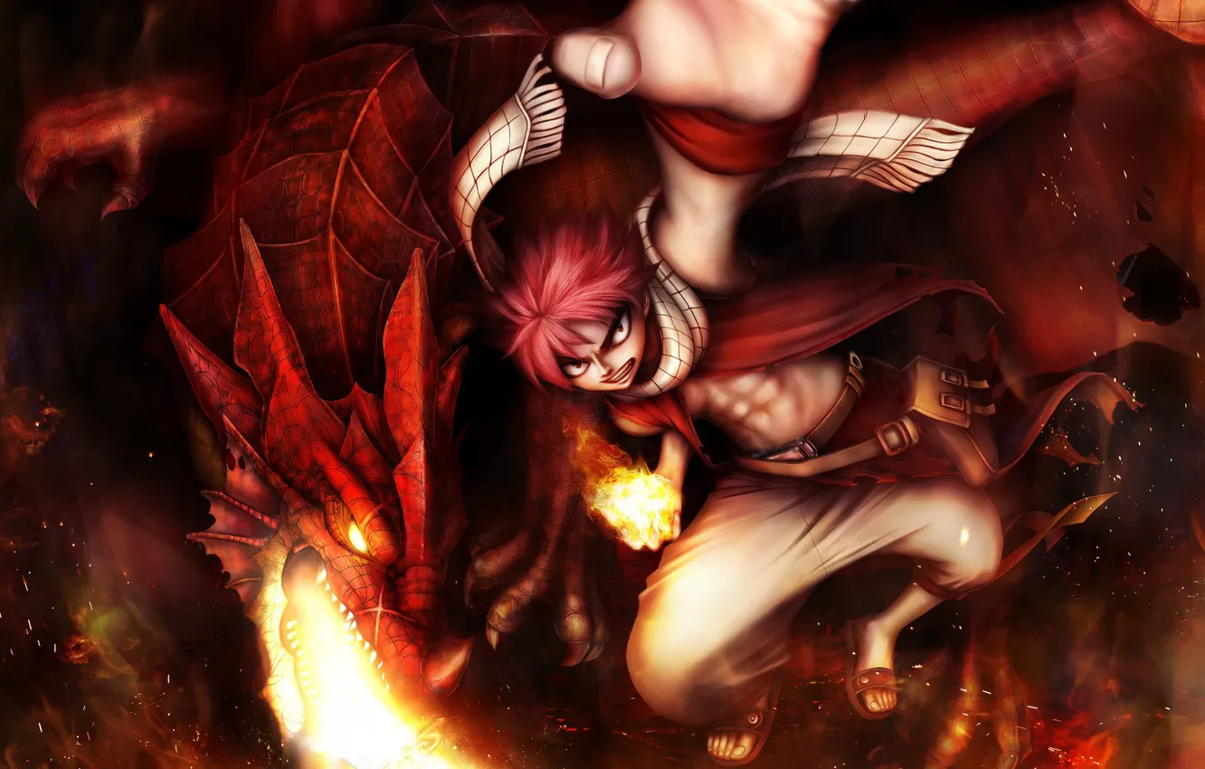 Photo wallpaper dragon, fairy tail, Natsu Dragneel, Fairy tail, Igneel
