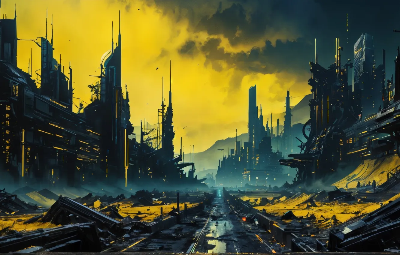 Photo wallpaper the city, ruins, postapokalipsis