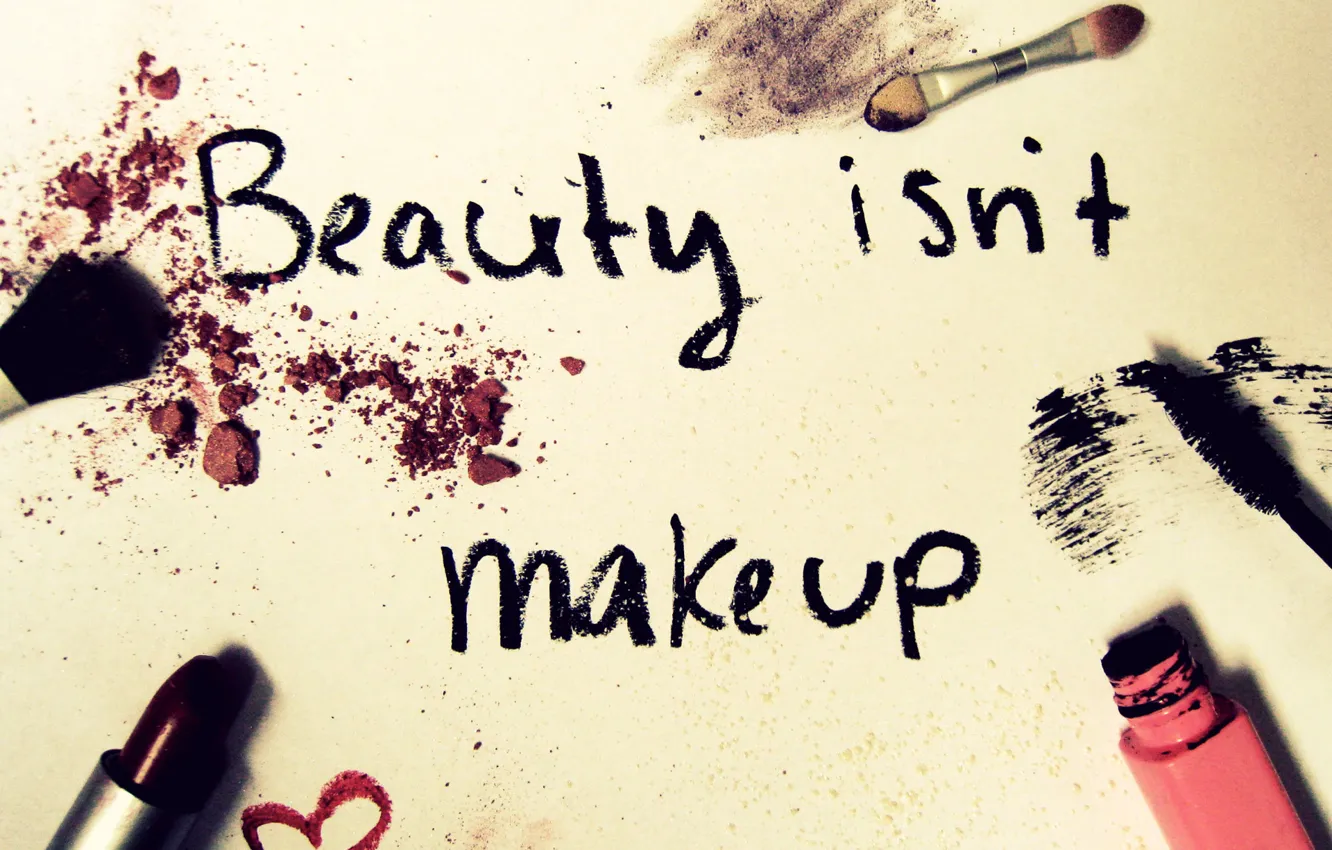 Photo wallpaper the inscription, lipstick, mascara, cosmetics, brush