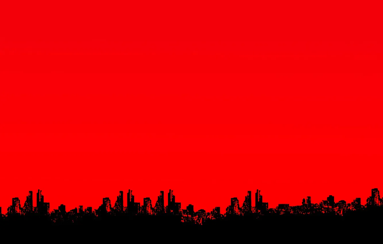 Photo wallpaper the sky, the city, home, silhouette