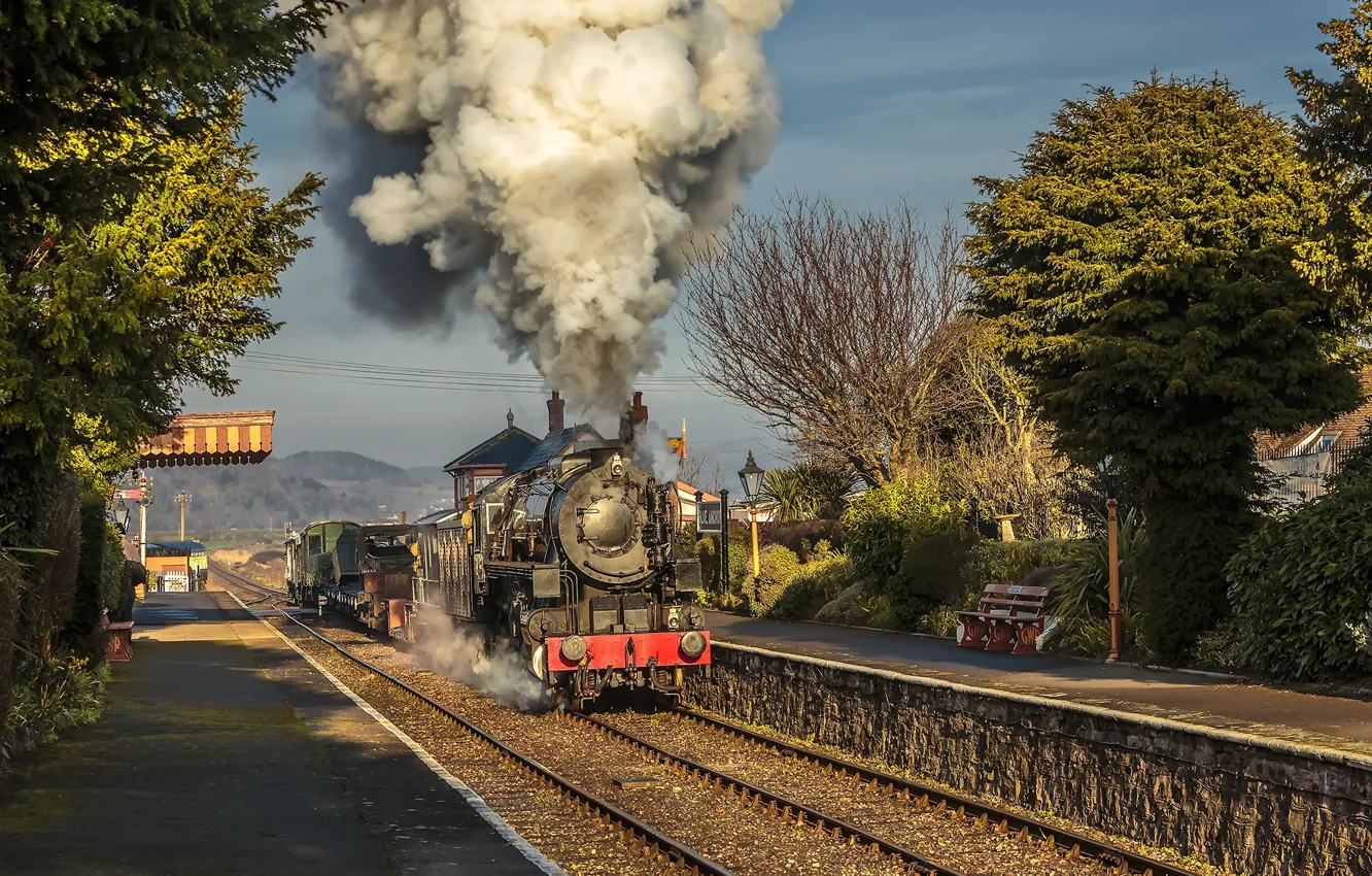 Photo wallpaper smoke, the engine, pair