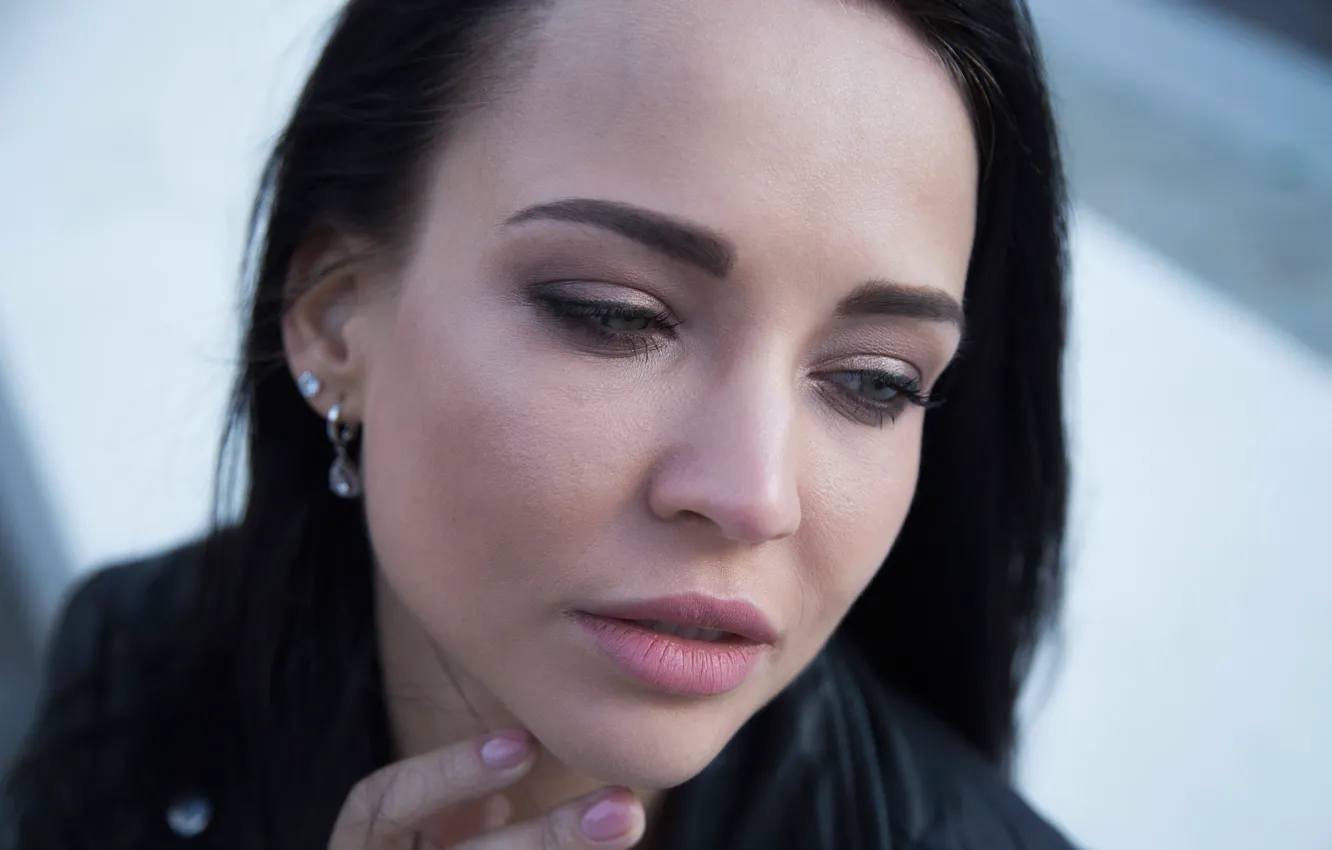 Photo wallpaper close-up, face, portrait, makeup, brunette, hairstyle, beauty, bokeh