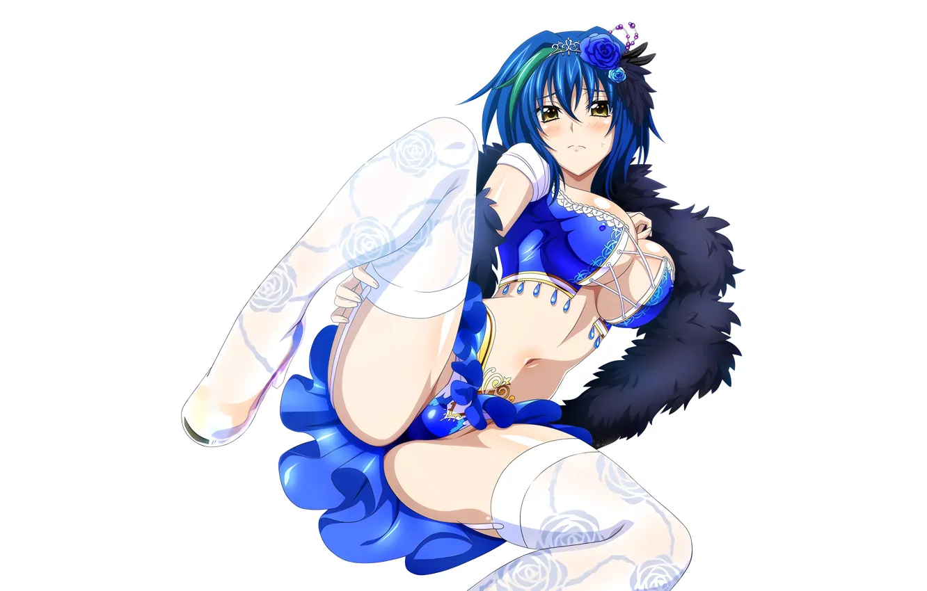 Photo wallpaper girl, sexy, lingerie, cleavage, panties, thighhighs, boobs, anime