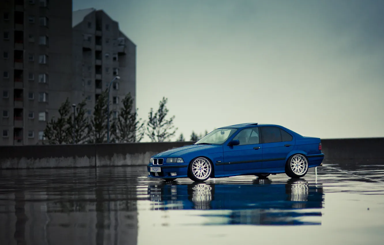 Photo wallpaper tuning, bmw, BMW, blue, stance, E36