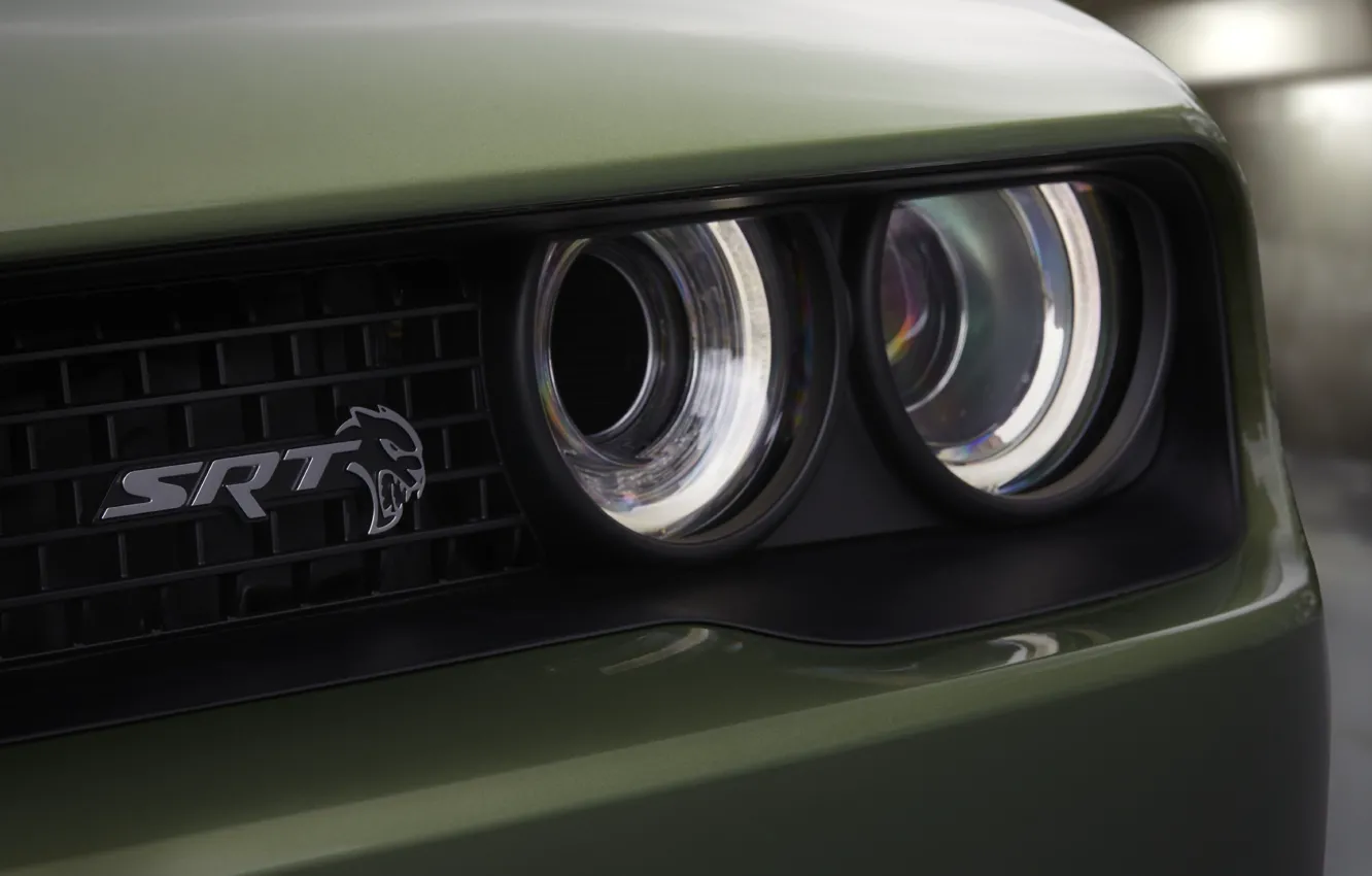 Photo wallpaper Dodge, Challenger, SRT, headlight, Dodge Challenger SRT Hellcat